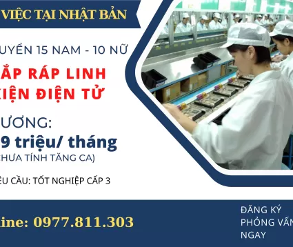 TUYỂN 30 NAM-NỮ LÁP RÁP LINH KIỆN ĐIỆN TỬ TẠI NHẬT BẢN